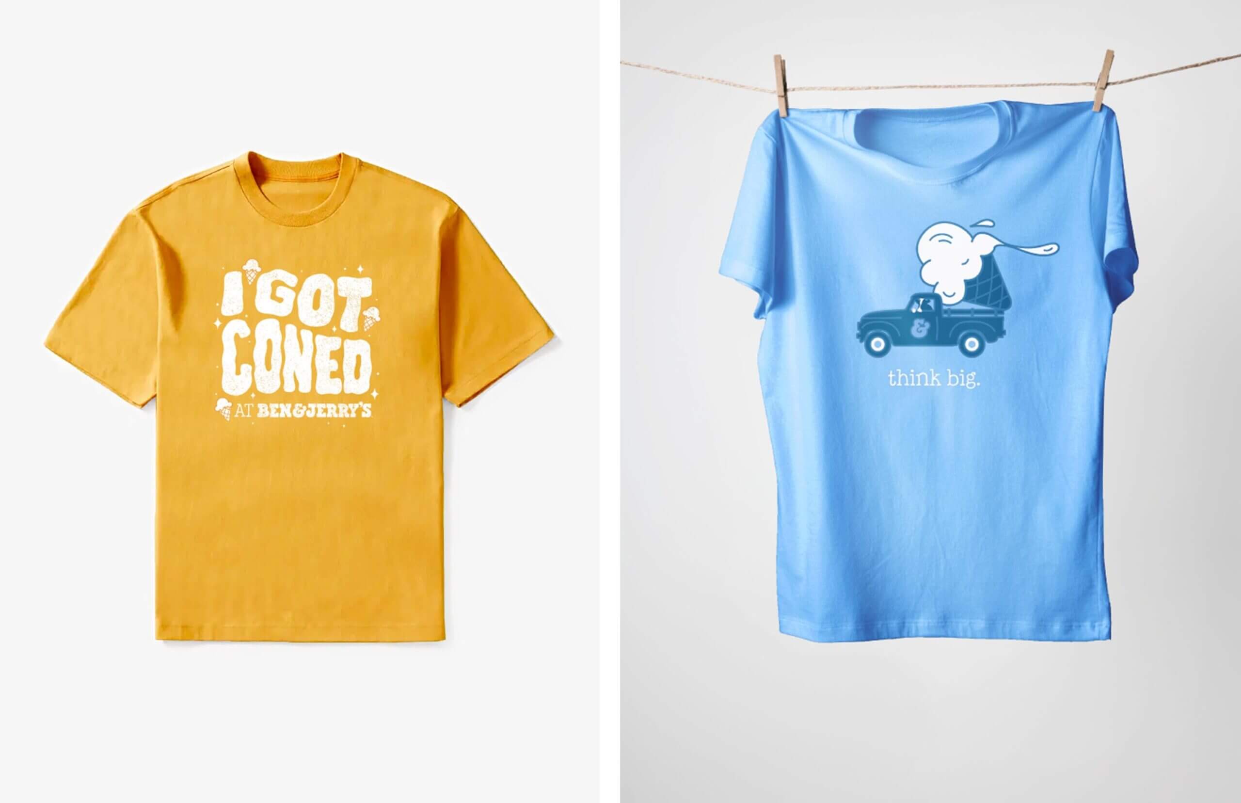 Two Ben & Jerry's tshirts